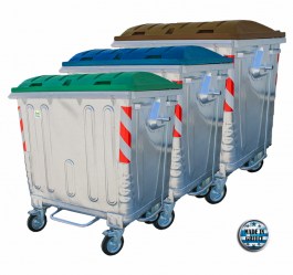 LARGE METAL GARBAGE BIN (DUSTBIN) 1100L COLOR FLAT  LID ΜΕΤΑΛΛΙΚΟΣ ΚΑΔΟΣ ΑΠΟΡΡΙΜΜΑΤΩΝ 1100L ΕΠΙΠΕΔΟ ΚΑΠΑΚΙ ΣΕ ΧΡΩΜΑΤΑ